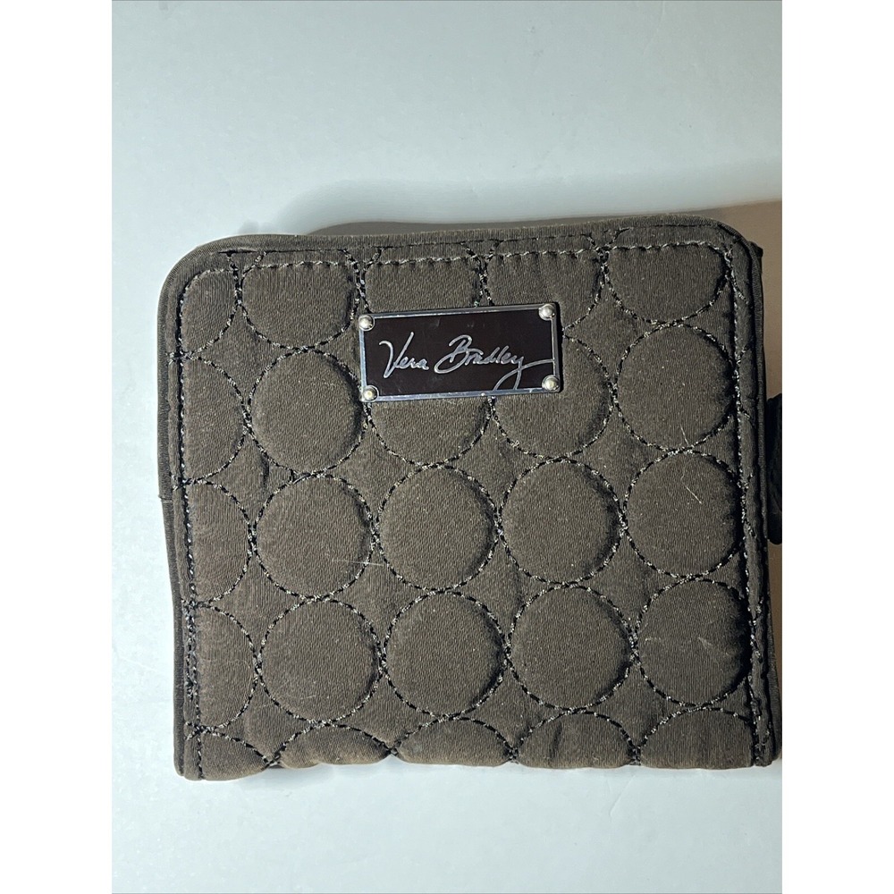 Vera Bradley Espresso BROWN MICROFIBER ALL IN ONE WALLET with BAROQUE LINING